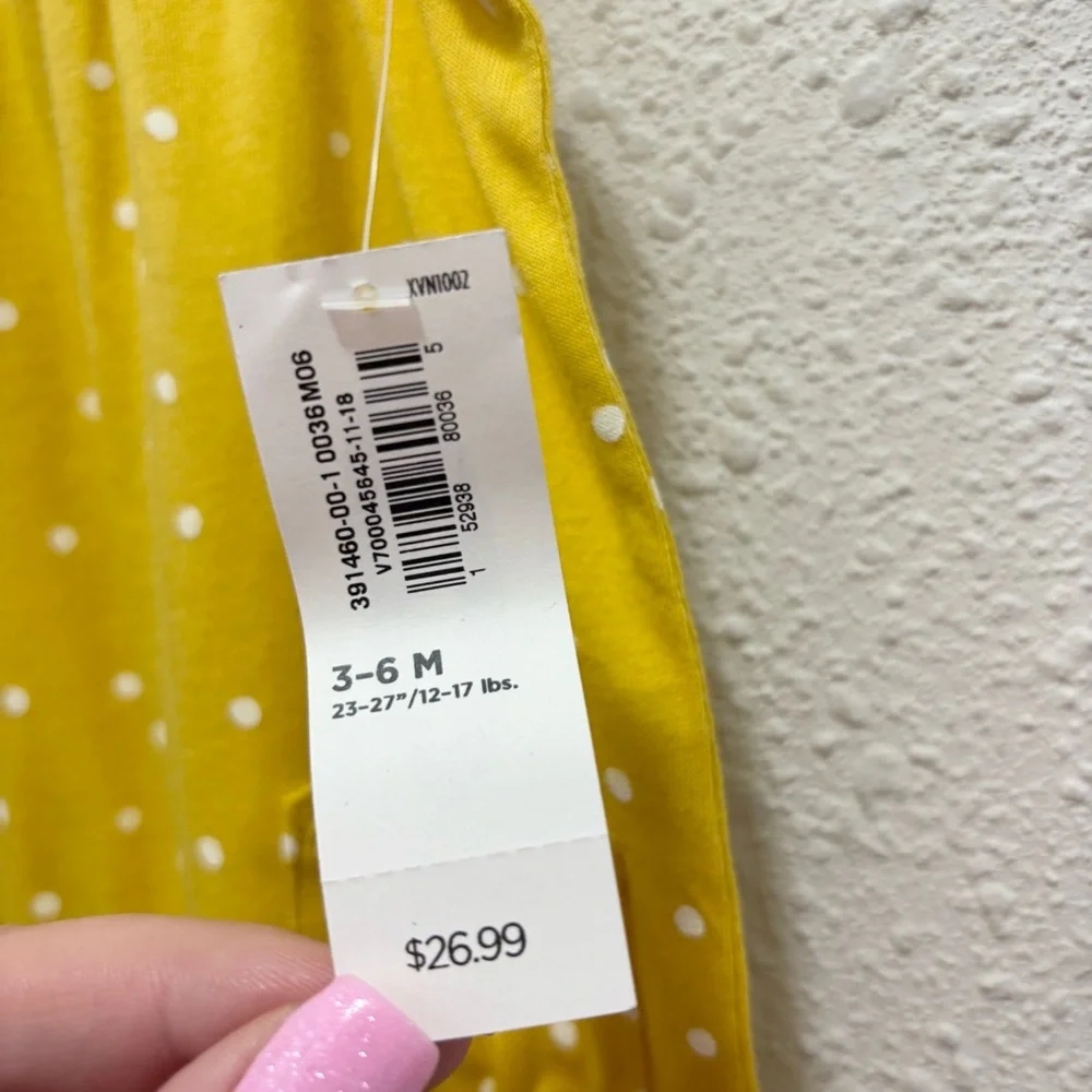 Old Navy Yellow Polka Dot Tank Pant Jumpsuit NWT Size 3-6 Months